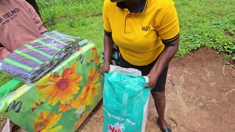 Aggrey’s brand new house, bedding & a food basket - thanks Mary Jane (Oct 24th 2024)